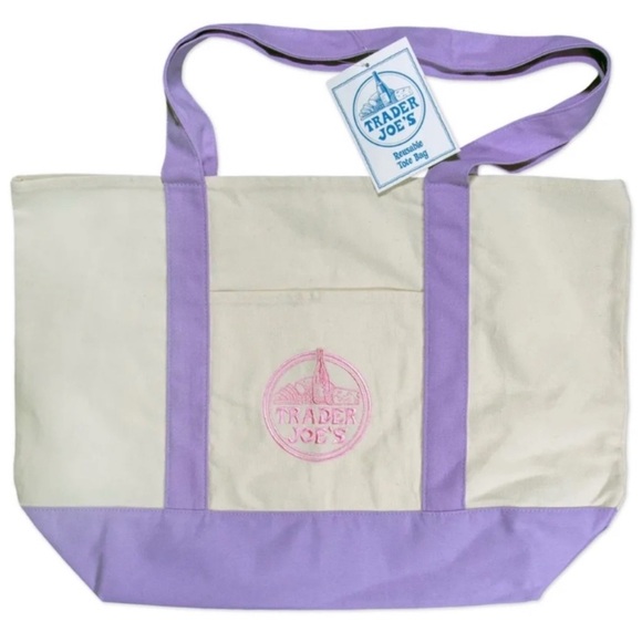 Trader Joe'S Handbags - New! Trader Joe’s Lavender Canvas Tote Bag - Large